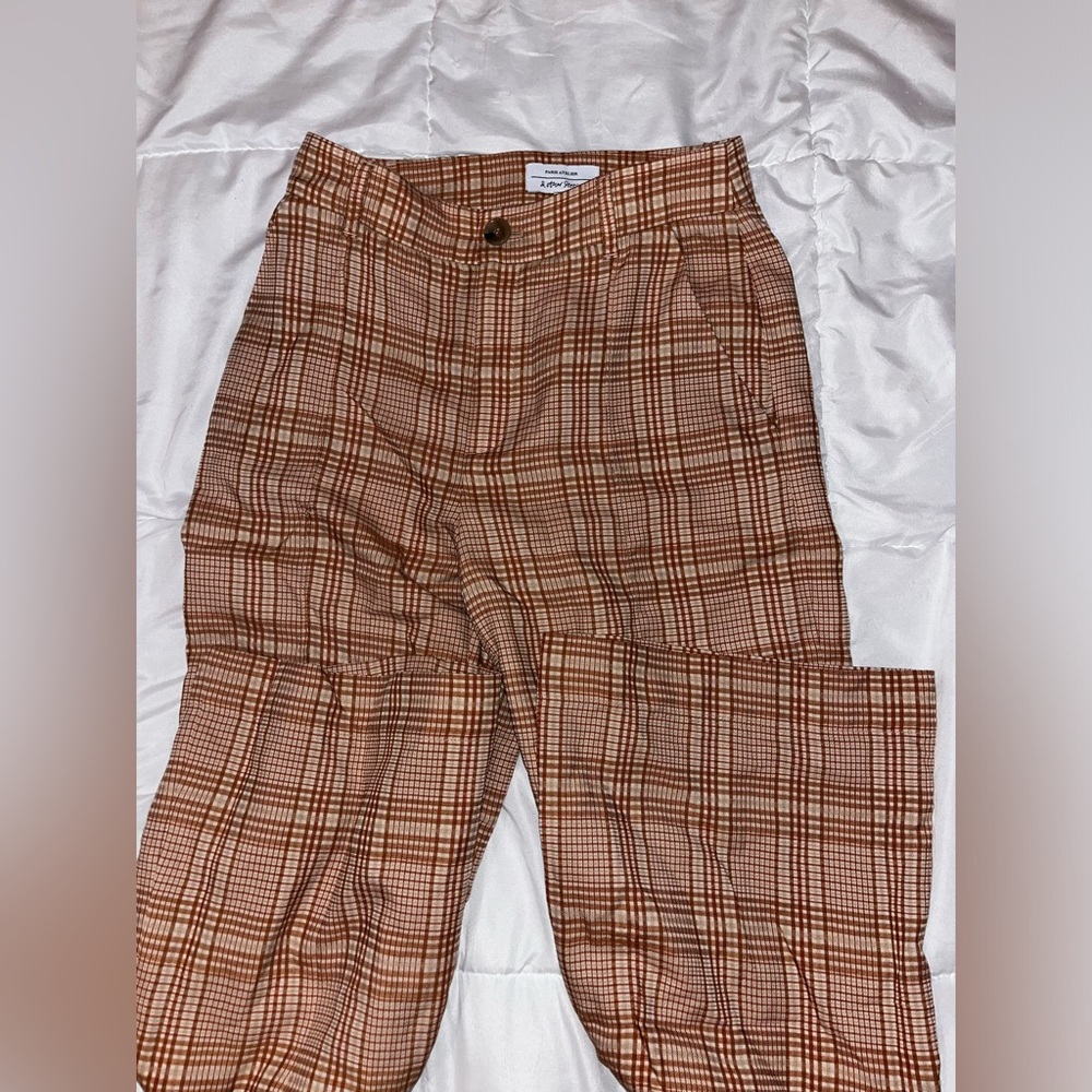 Paris Atellier Orange Plaid Pants